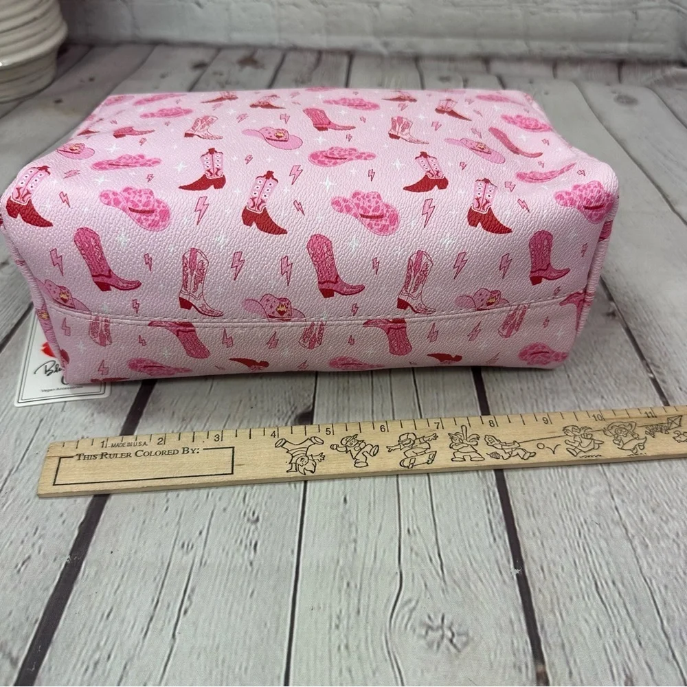 NWT blush crush Pink western cowgirl coquette travel makeup Cosmetic Bag